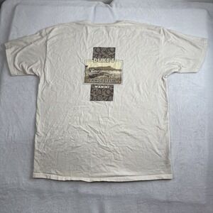Y2K Anvil Dukes Canoe Clube Waikiki Beige SS Graphic Shirt Distressed Men's 2XL